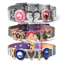 Cute Number Heart Shape Horse Stainless Steel Alloy Plating Inlay Rhinestones Bangle main image 1