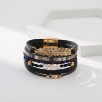 Simple Style Commute Feather Pu Leather Braid Women's Bangle main image 5