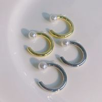 1 Paire Sucré Style Simple Rond Incruster Alliage Perles Artificielles Boucles D'oreilles main image 5