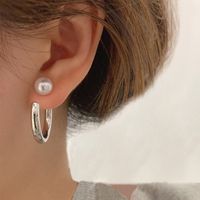1 Paire Sucré Style Simple Rond Incruster Alliage Perles Artificielles Boucles D'oreilles main image 2