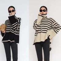 Women's Sweater Long Sleeve Sweaters & Cardigans Casual Stripe main image 5