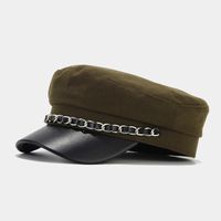 Unisex Elegant Solid Color Chain Curved Eaves Military Hat sku image 2