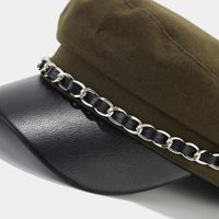 Unisex Elegant Solid Color Chain Curved Eaves Military Hat main image 3