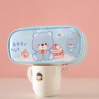 Cute Creative Small Animal Bus Canvas  Pencil Case Student Stationery Wholesale sku image 8