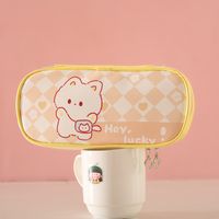 Cute Creative Small Animal Bus Canvas  Pencil Case Student Stationery Wholesale sku image 10