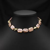Retro Solid Color Freshwater Pearl Plating 18k Gold Plated Necklace sku image 1