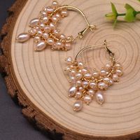 1 Pair Casual Flower Plating Inlay Freshwater Pearl Copper Zircon 18k Gold Plated Drop Earrings sku image 13