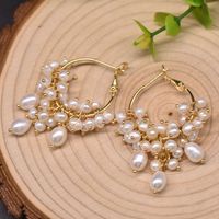 1 Pair Casual Flower Plating Inlay Freshwater Pearl Copper Zircon 18k Gold Plated Drop Earrings sku image 14