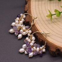 1 Pair Casual Flower Plating Inlay Freshwater Pearl Copper Zircon 18k Gold Plated Drop Earrings sku image 15