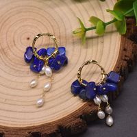 1 Pair Casual Flower Plating Inlay Freshwater Pearl Copper Zircon 18k Gold Plated Drop Earrings sku image 2