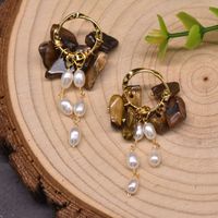 1 Pair Casual Flower Plating Inlay Freshwater Pearl Copper Zircon 18k Gold Plated Drop Earrings sku image 3