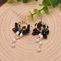 1 Pair Casual Flower Plating Inlay Freshwater Pearl Copper Zircon 18k Gold Plated Drop Earrings sku image 5