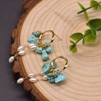 1 Pair Casual Flower Plating Inlay Freshwater Pearl Copper Zircon 18k Gold Plated Drop Earrings sku image 8