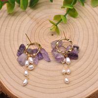 1 Pair Casual Flower Plating Inlay Freshwater Pearl Copper Zircon 18k Gold Plated Drop Earrings sku image 9