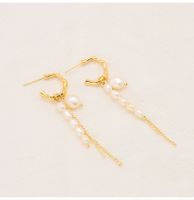 1 Pair Vintage Style Solid Color Plating Freshwater Pearl Sterling Silver 18k Gold Plated Drop Earrings main image 4