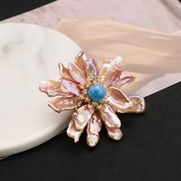 Vintage Style Flower Baroque Pearls Sterling Silver Plating Women's Brooches main image 4