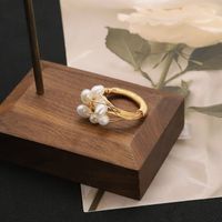 Vintage Style Geometric Solid Color Freshwater Pearl Sterling Silver Plating 18k Gold Plated Rings sku image 1