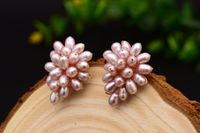 1 Pair Vintage Style Solid Color Grape Plating Freshwater Pearl Sterling Silver 18k Gold Plated Ear Studs main image 5