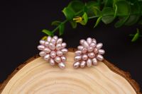 1 Pair Vintage Style Solid Color Grape Plating Freshwater Pearl Sterling Silver 18k Gold Plated Ear Studs main image 4