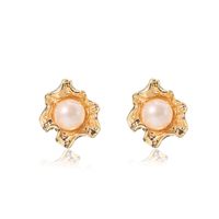 1 Pair Vintage Style Geometric Solid Color Plating Inlay Sterling Silver Freshwater Pearl 18k Gold Plated Ear Studs sku image 3