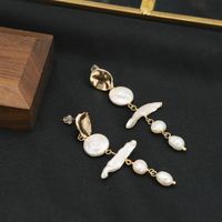 1 Pair Vintage Style Geometric Solid Color Plating Sterling Silver Pearl 18k Gold Plated Drop Earrings main image 1