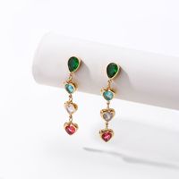 1 Pair Simple Style C Shape Tassel Plating Inlay Stainless Steel Zircon 18k Gold Plated Ear Studs main image 10