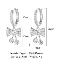 1 Pair Sweet Bow Knot Airplane Inlay Copper Zircon Earrings main image 3