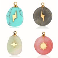 Simple Style Round Natural Stone Titanium Steel Wholesale Charms main image 4