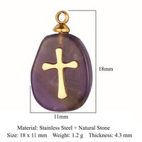 Simple Style Round Natural Stone Titanium Steel Wholesale Charms sku image 3