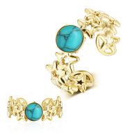 Casual Sun Heart Shape Stainless Steel Plating Inlay Turquoise Open Rings sku image 9