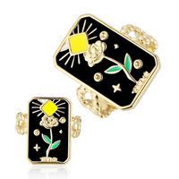 Lässig Blume Rostfreier Stahl Überzug Inlay Strasssteine Offener Ring sku image 11