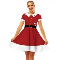 Women's Swing Dress Christmas Round Neck Printing Short Sleeve Christmas Pattern Above Knee Party Festival main image 4