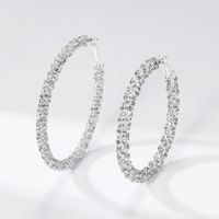 1 Pair Simple Style Solid Color Plating Inlay Rhinestone Rhinestones Silver Plated Earrings main image 5