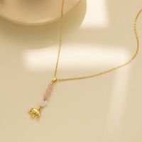Sweet Simple Style Roman Style Heart Shape Elephant Alloy Natural Stone Shell Plating Pendant Necklace main image 3