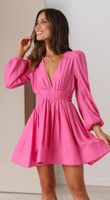 Women's Regular Dress Sexy Deep V Pleated Long Sleeve Solid Color Above Knee Party Date sku image 17