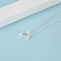 Casual Simple Style Classic Style Geometric Stainless Steel Titanium Steel Polishing Plating Inlay Diamond White Gold Plated Pendant Necklace main image 4