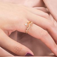 Classic Style Square Star Heart Shape Copper Open Ring Plating Zircon Copper Rings 1 Piece sku image 13