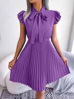 Women's Swing Dress Casual Elegant Standing Collar Sleeveless Solid Color Knee-length Daily Street main image 4