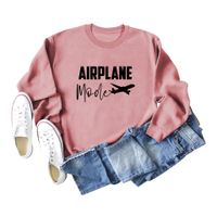 Mujeres Sudadera Manga Larga Sudaderas Con Capucha Y Sudaderas Impresión Casual Letra Avión main image 3