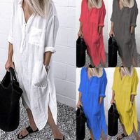 Women's Shirt Dress Casual Simple Style Turndown Long Sleeve Solid Color Midi Dress Daily main image 1