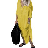 Women's Shirt Dress Casual Simple Style Turndown Long Sleeve Solid Color Midi Dress Daily main image 5