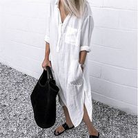 Women's Shirt Dress Casual Simple Style Turndown Long Sleeve Solid Color Midi Dress Daily main image 4