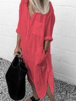 Women's Shirt Dress Casual Simple Style Turndown Long Sleeve Solid Color Midi Dress Daily main image 2