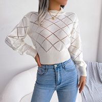 Women's Sweater Long Sleeve Sweaters & Cardigans Hollow Out Casual Solid Color Lingge main image 4