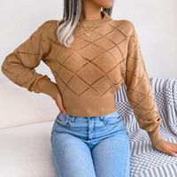 Women's Sweater Long Sleeve Sweaters & Cardigans Hollow Out Casual Solid Color Lingge main image 2