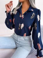 Women's Blouse Long Sleeve Blouses Button Casual Feather main image 5