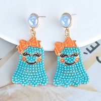 1 Pair Cute Funny Bow Knot Ghost Inlay Alloy Beads Drop Earrings main image 2