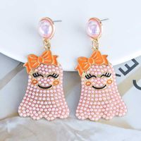 1 Pair Cute Funny Bow Knot Ghost Inlay Alloy Beads Drop Earrings main image 7