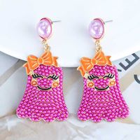 1 Pair Cute Funny Bow Knot Ghost Inlay Alloy Beads Drop Earrings main image 6