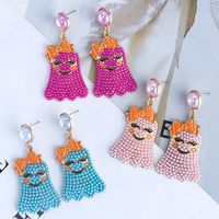 1 Pair Cute Funny Bow Knot Ghost Inlay Alloy Beads Drop Earrings main image 1